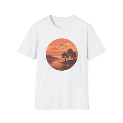 Deep Red Sunset Over Lake T-shirt