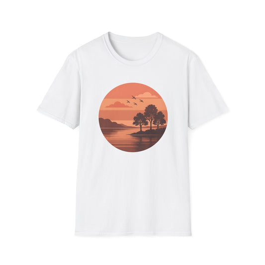 Deep Red Sunset Over Lake T-shirt