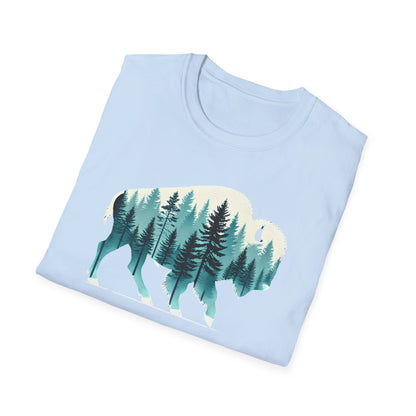 Bison Pine Forest Double Exposure