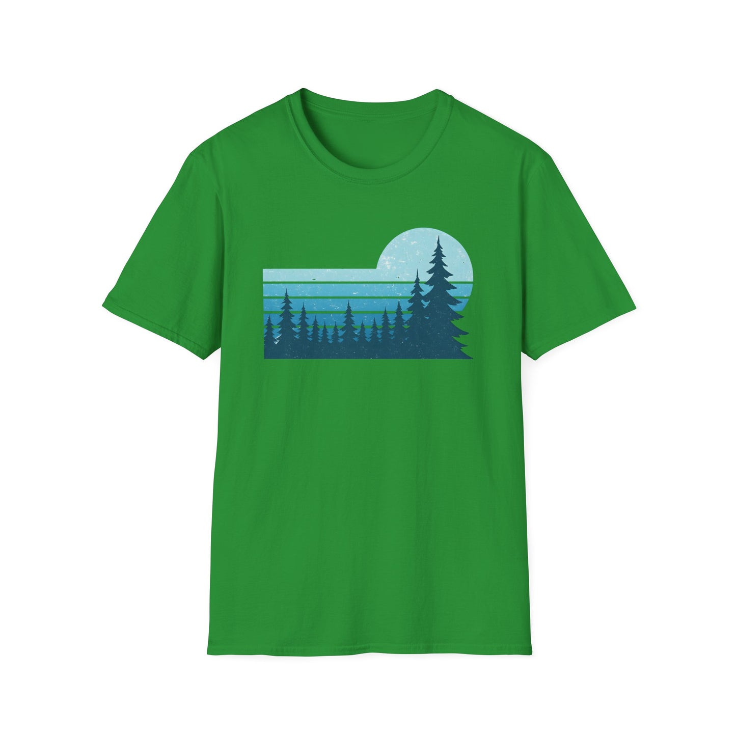 Retro Teal Sunset Over Pines T-shirt