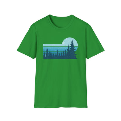 Retro Teal Sunset Over Pines T-shirt