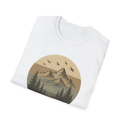 Retro Mountain Landscape Earth Tones T-shirt
