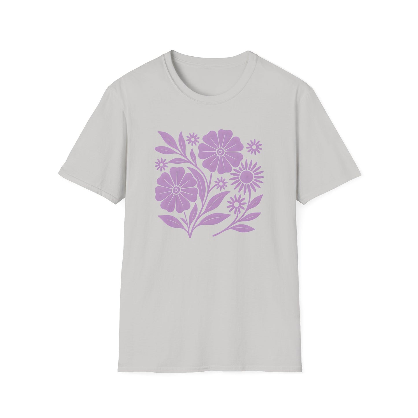 Flower Gathering Lavender Ink Print T-shirt
