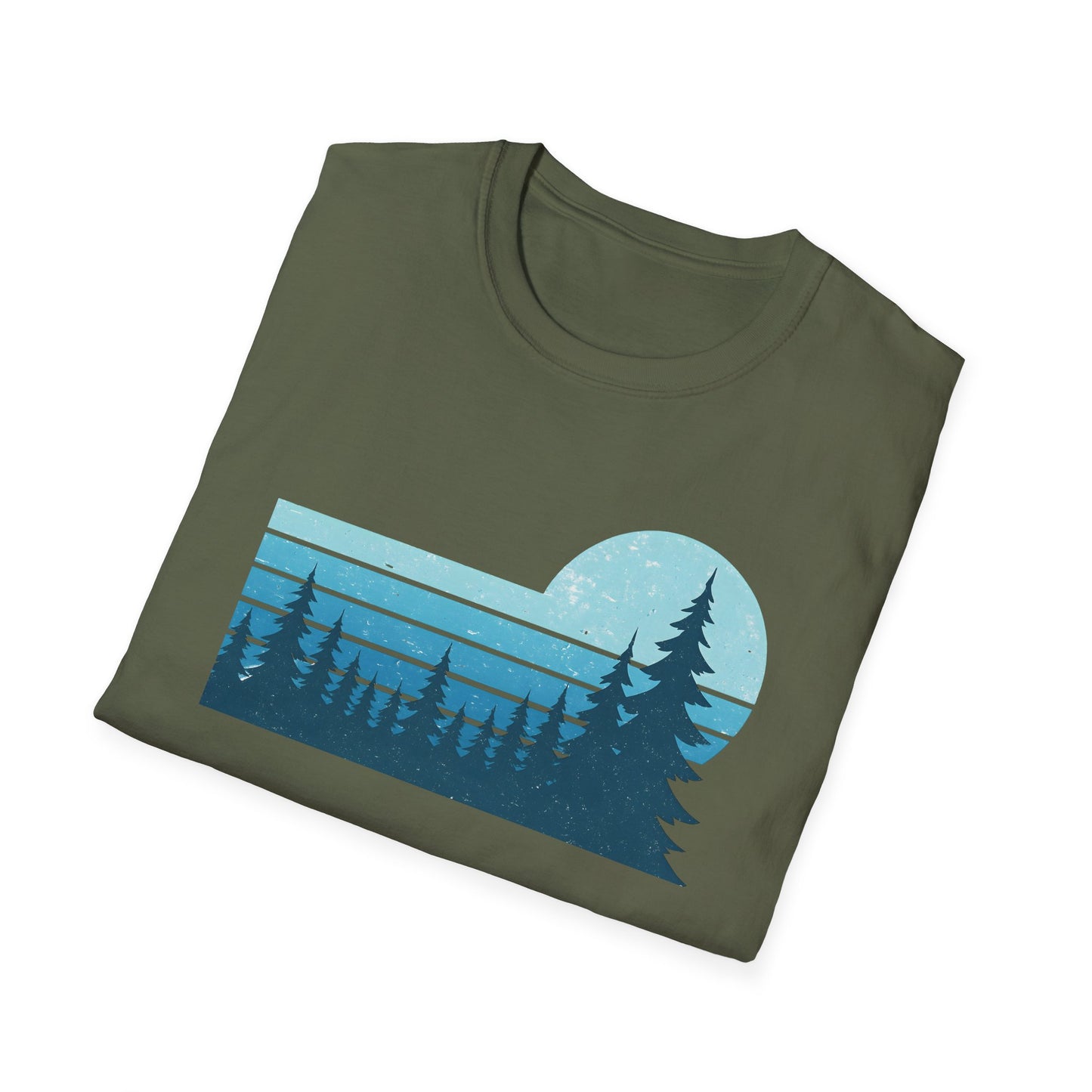 Retro Teal Sunset Over Pines T-shirt