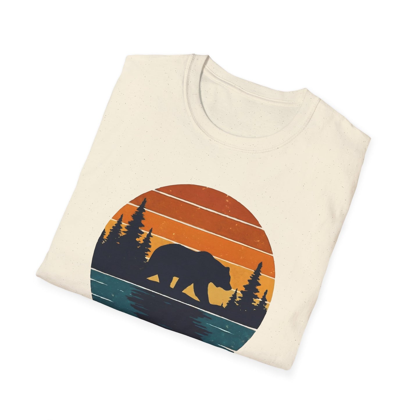 Bear Strolling In Retro Sunset T-shirt