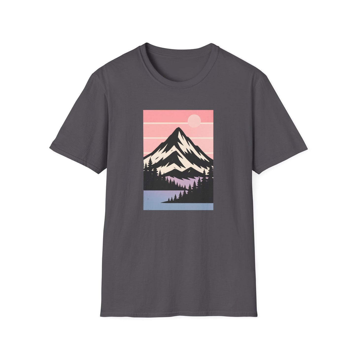 Retro Mountain Peak Pink Sunset T-shirt