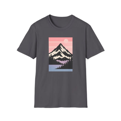 Retro Mountain Peak Pink Sunset T-shirt