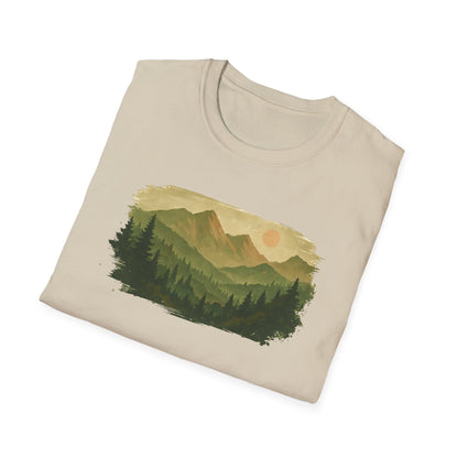 Brushstroke Green Mountain Landscape T-shirt