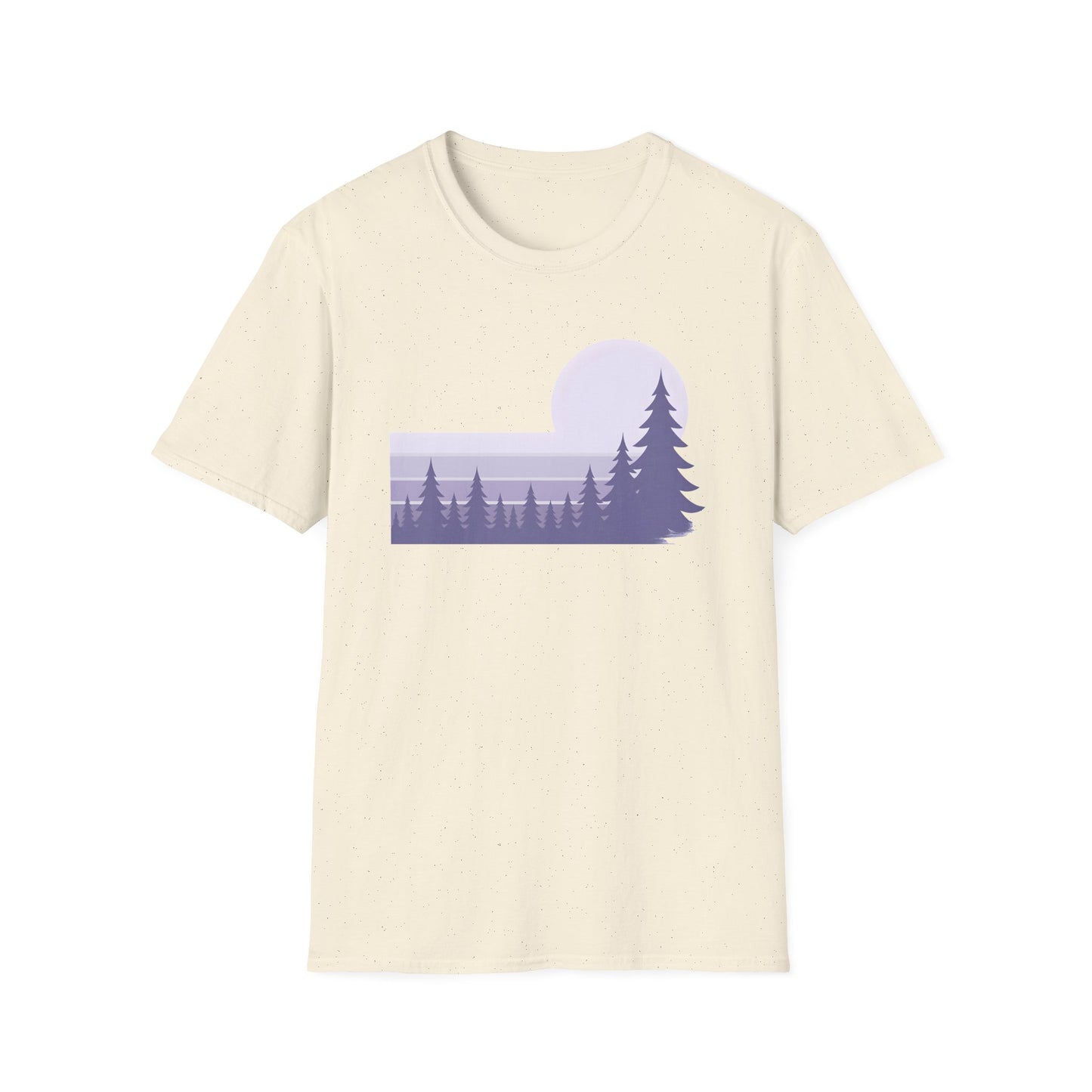 Retro Lilac Sunset Over Pines T-shirt