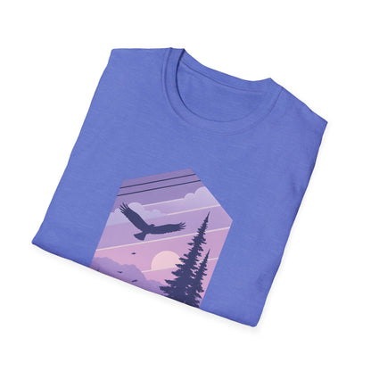 Soaring Eagle Over Purple Pines T-shirt
