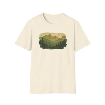 Brushstroke Green Mountain Landscape T-shirt