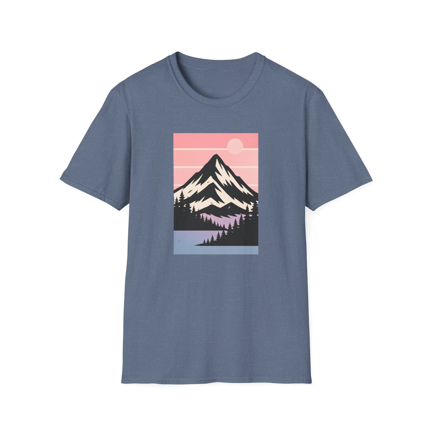 Retro Mountain Peak Pink Sunset T-shirt