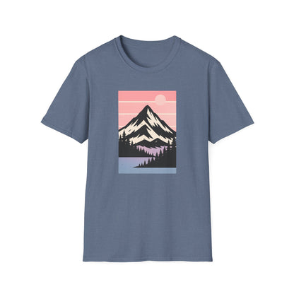 Retro Mountain Peak Pink Sunset T-shirt