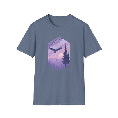 Soaring Eagle Over Purple Pines T-shirt