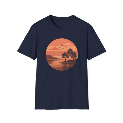 Deep Red Sunset Over Lake T-shirt