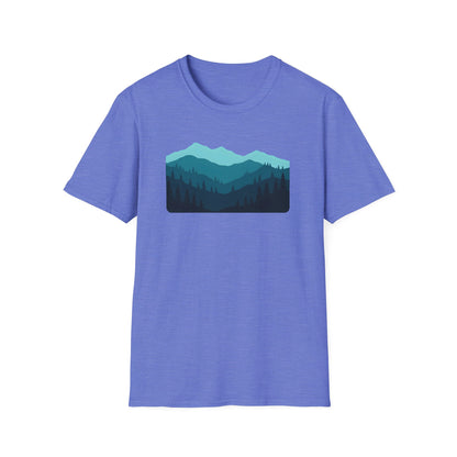 Layered Teal Mountain Landscape T-shirt