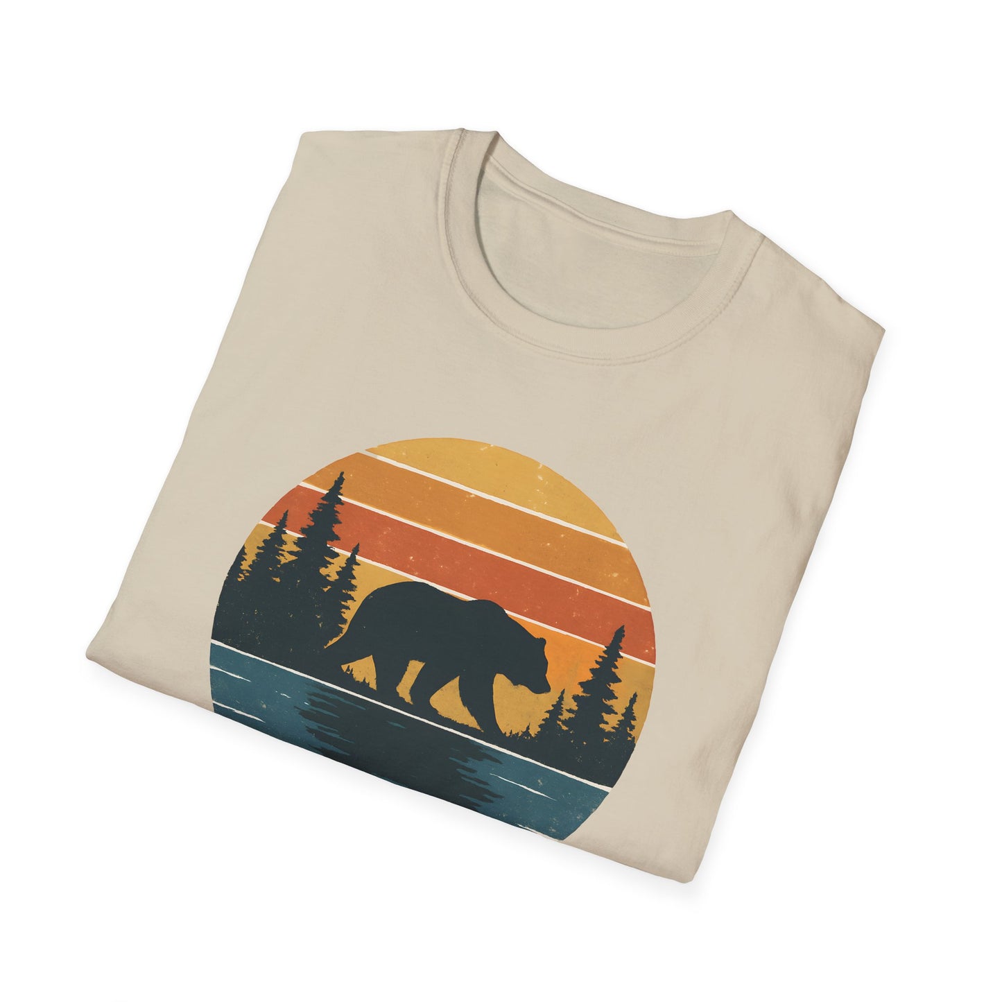 Bear Strolling In Retro Sunset T-shirt