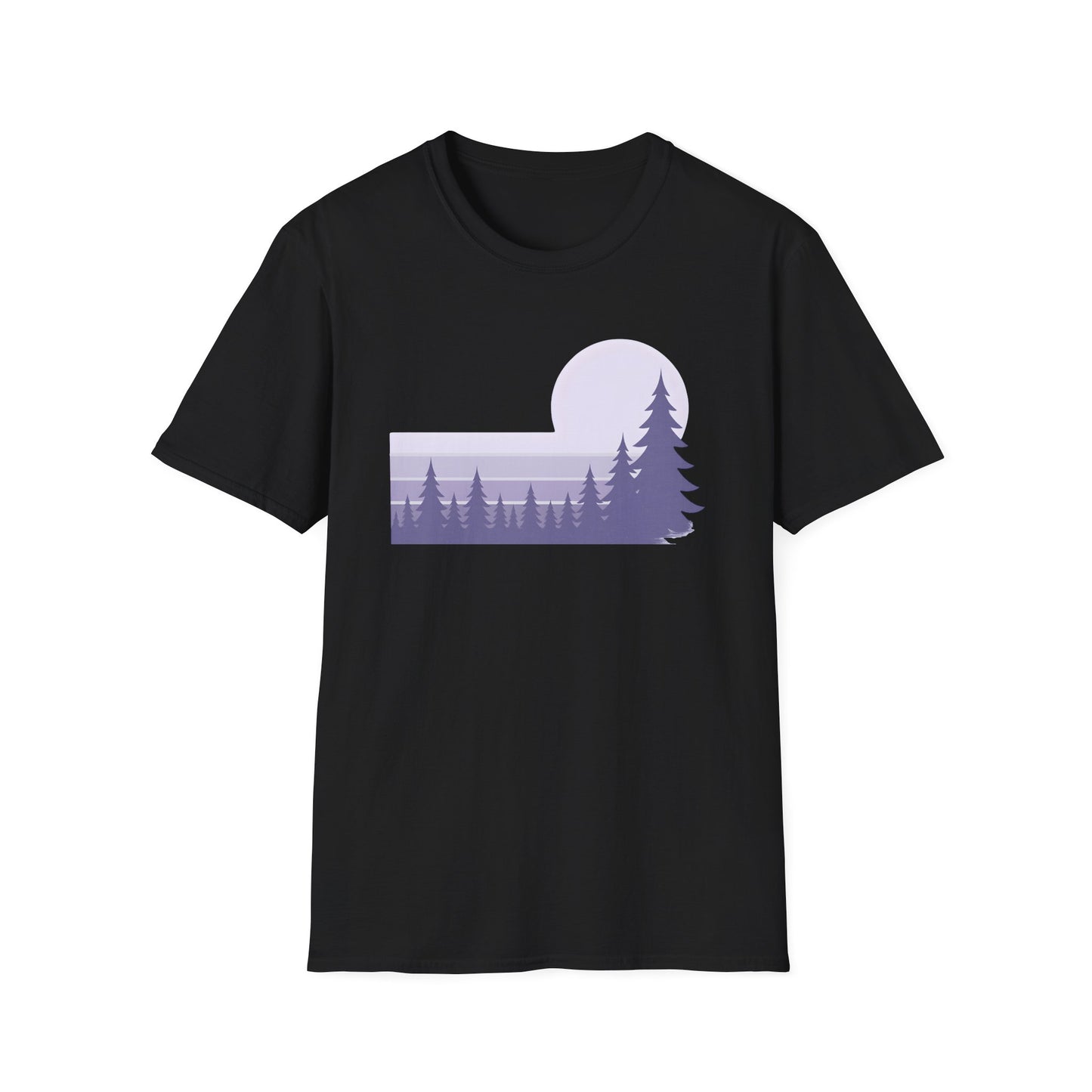 Retro Lilac Sunset Over Pines T-shirt