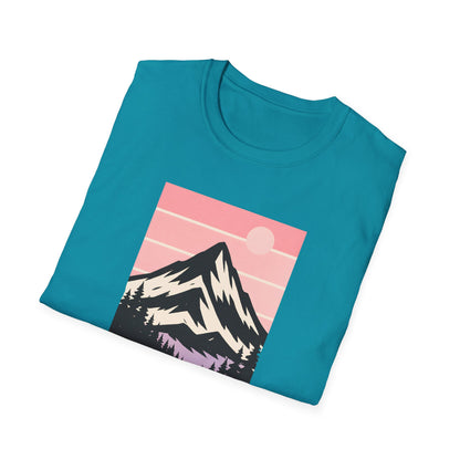 Retro Mountain Peak Pink Sunset T-shirt