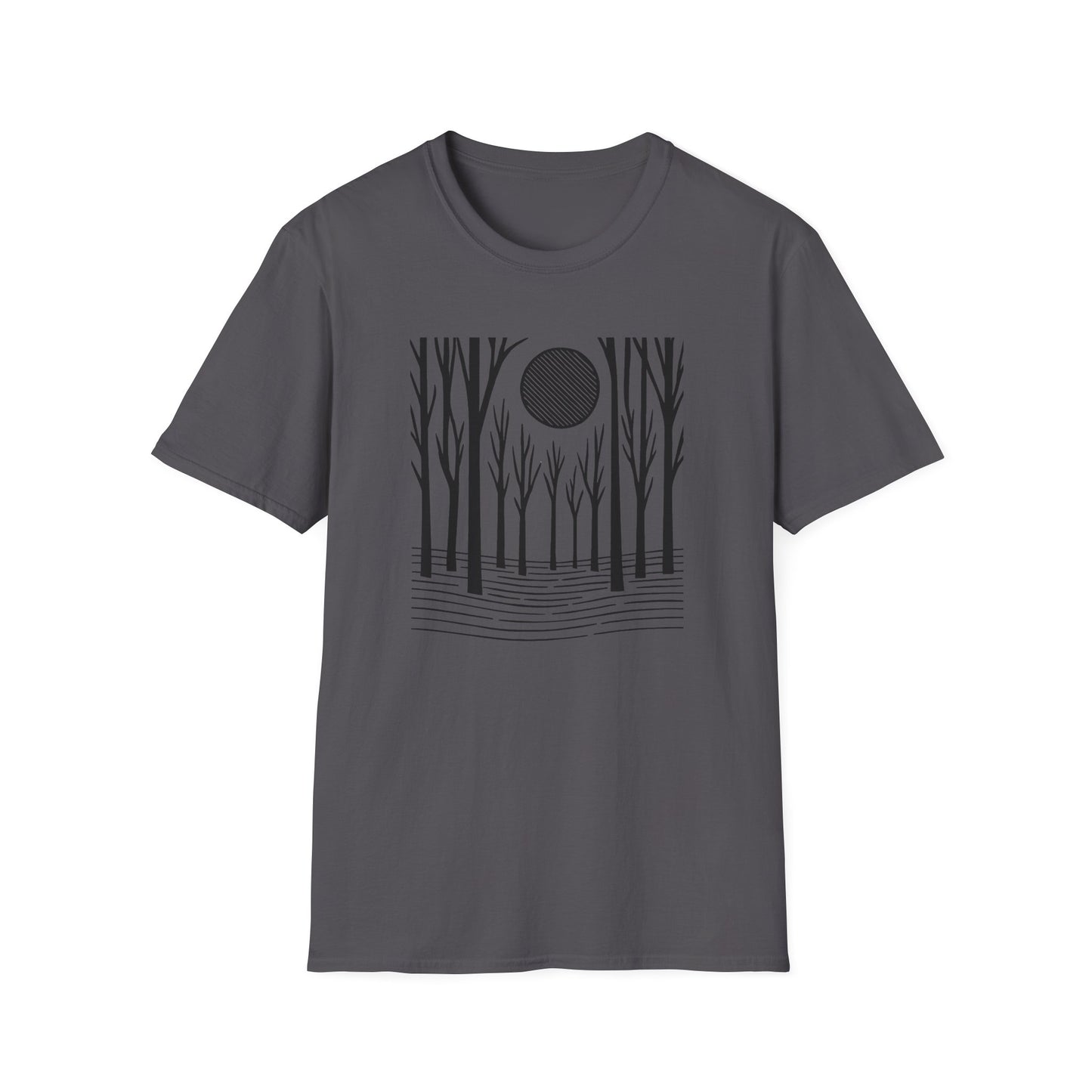 Striped Moon Over Winter Forest T-shirt