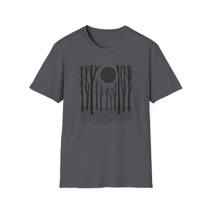 Striped Moon Over Winter Forest T-shirt