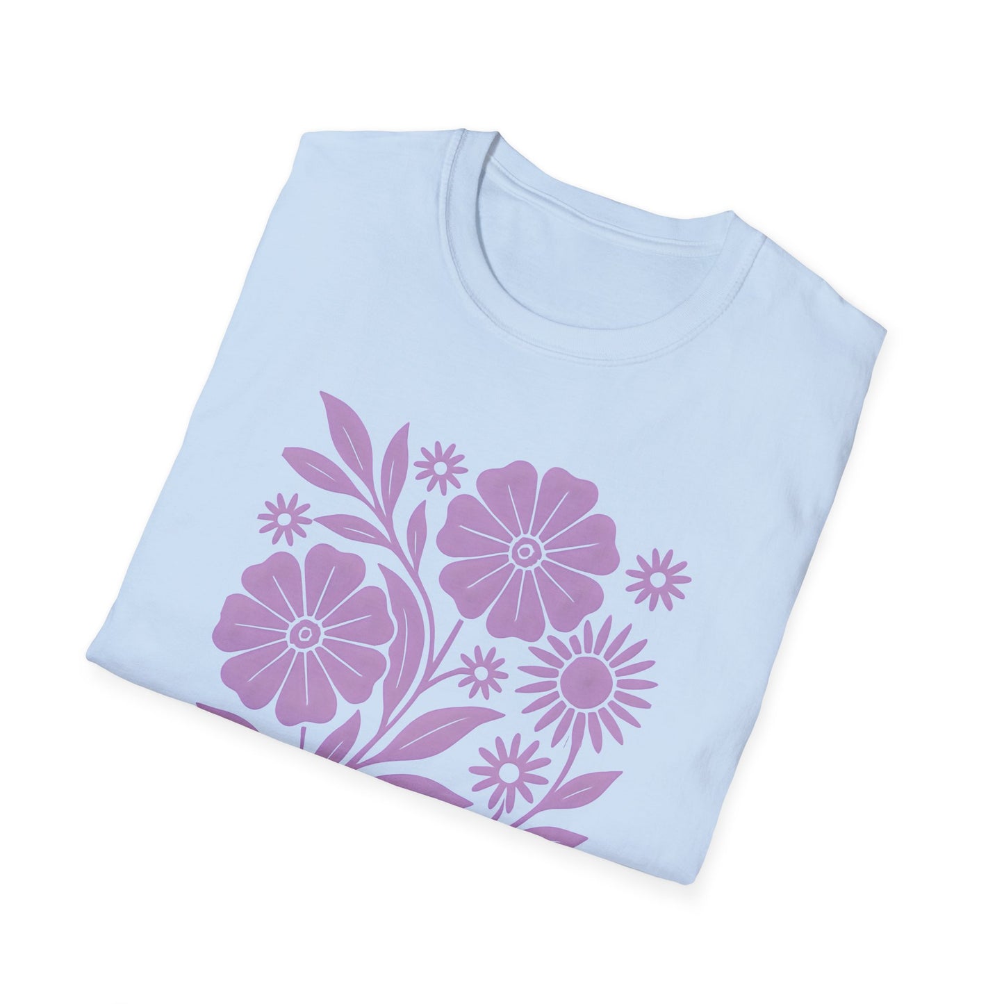 Flower Gathering Lavender Ink Print T-shirt