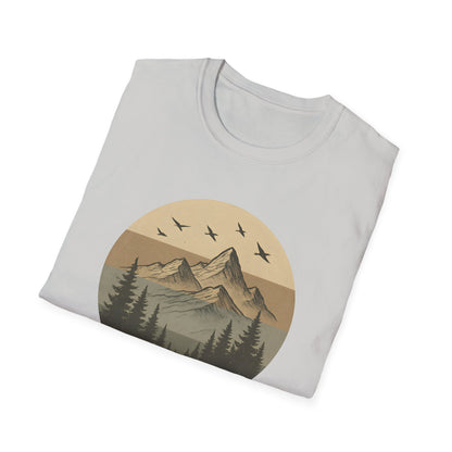 Retro Mountain Landscape Earth Tones T-shirt