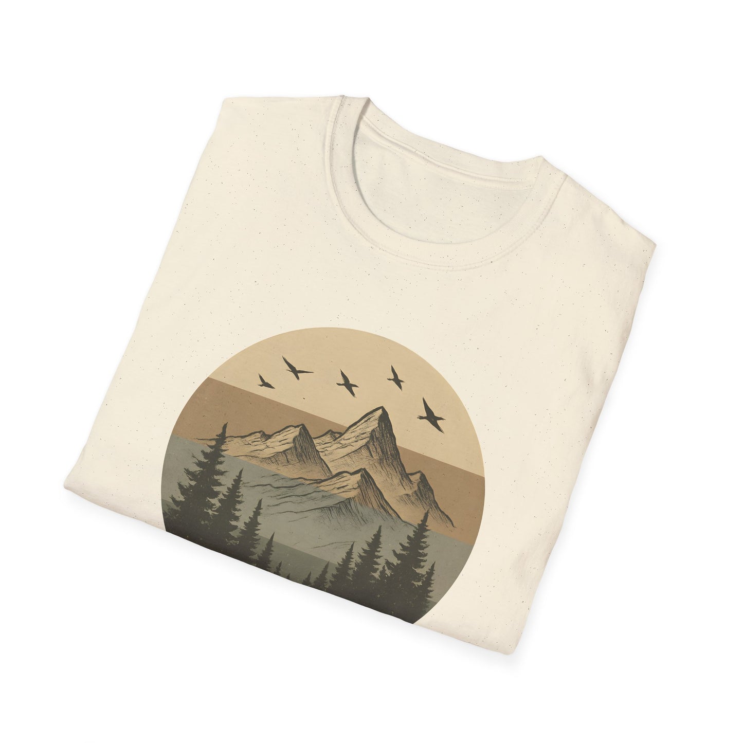 Retro Mountain Landscape Earth Tones T-shirt