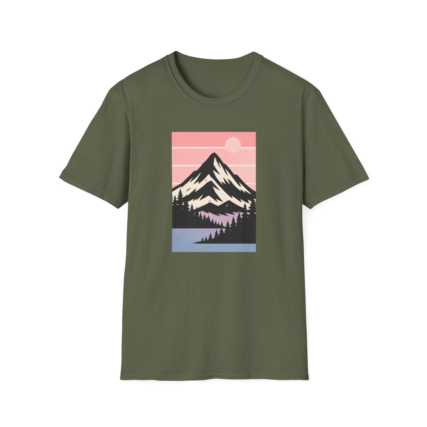 Retro Mountain Peak Pink Sunset T-shirt