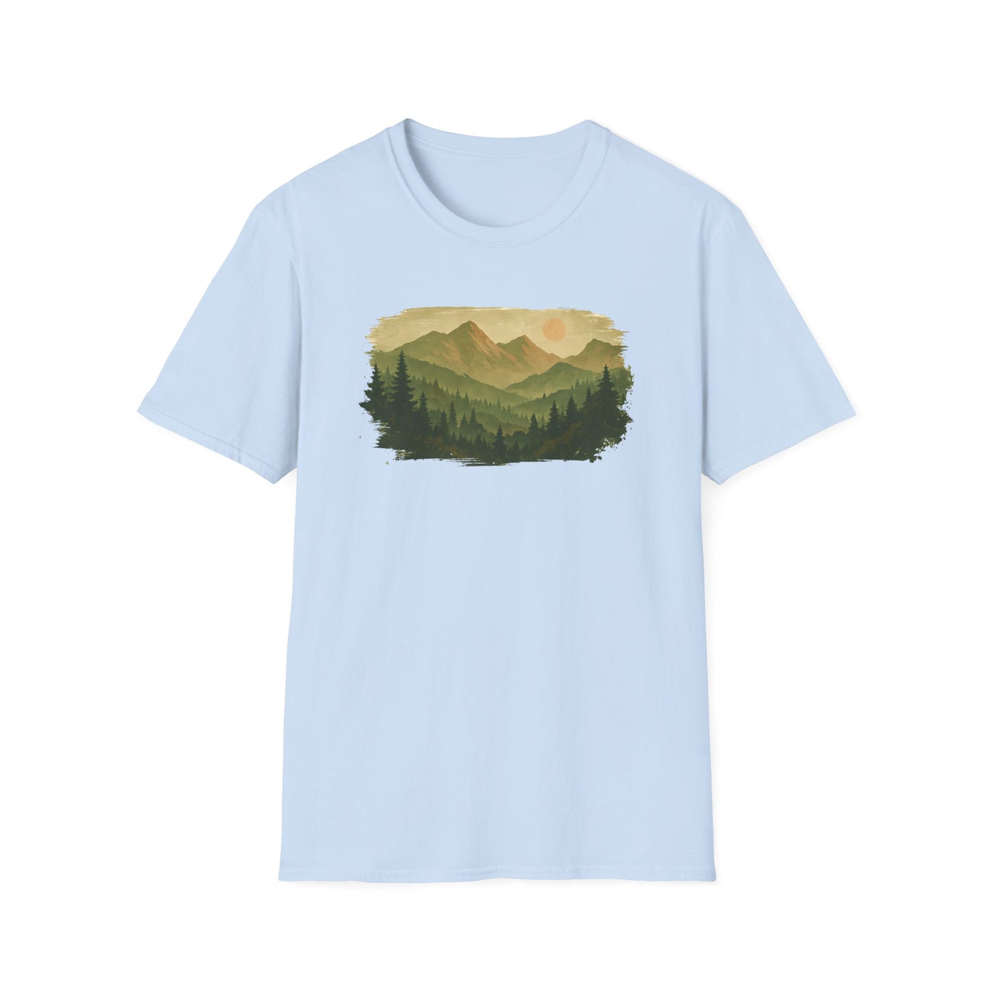 Brushstroke Green Mountain Landscape T-shirt