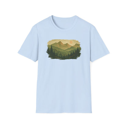 Brushstroke Green Mountain Landscape T-shirt