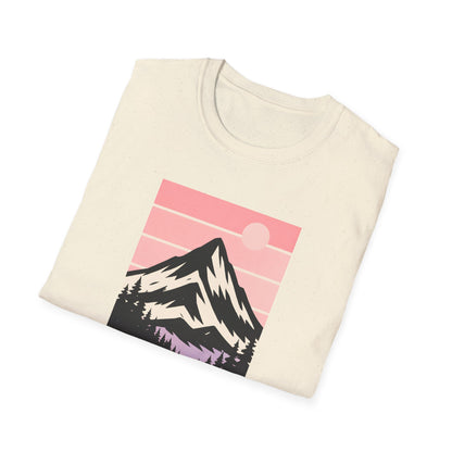 Retro Mountain Peak Pink Sunset T-shirt