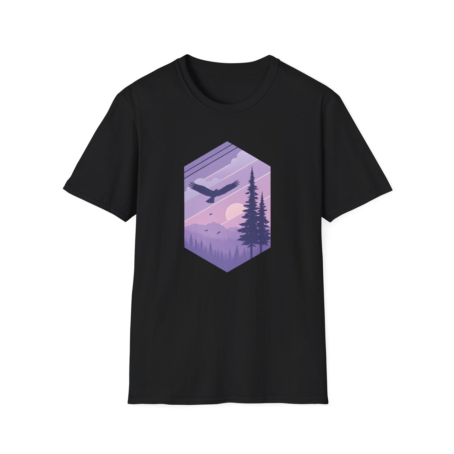Soaring Eagle Over Purple Pines T-shirt