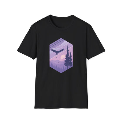 Soaring Eagle Over Purple Pines T-shirt