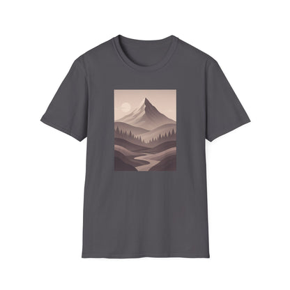 Layered Valley Greyscale Landscape T-shirt