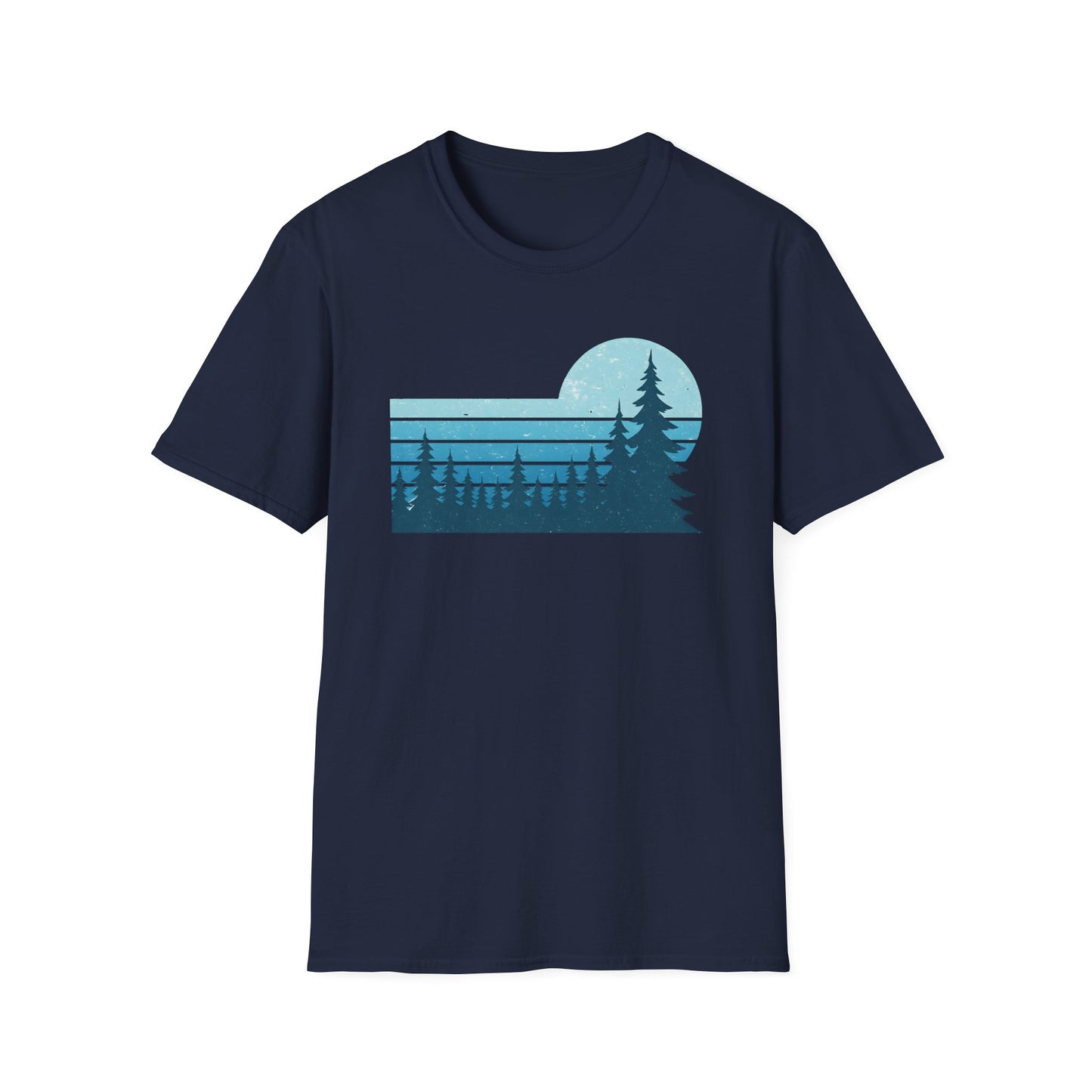 Retro Teal Sunset Over Pines T-shirt