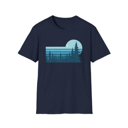 Retro Teal Sunset Over Pines T-shirt
