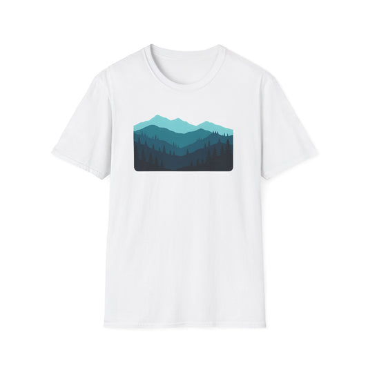 Layered Teal Mountain Landscape T-shirt