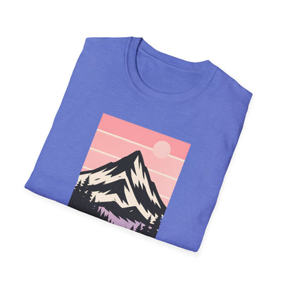 Retro Mountain Peak Pink Sunset T-shirt