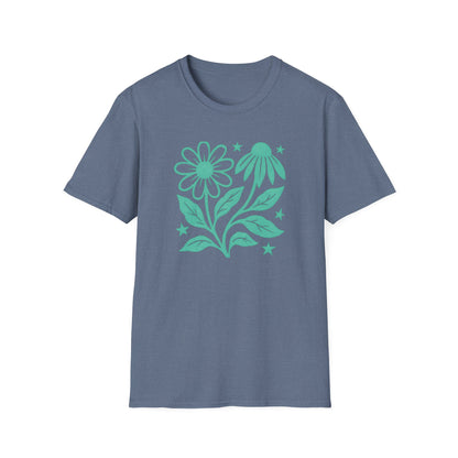 Flowers Under The Stars Ink Print T-shirt