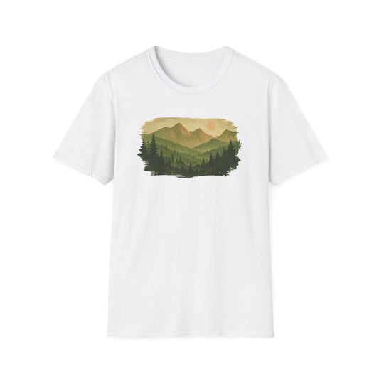 Brushstroke Green Mountain Landscape T-shirt