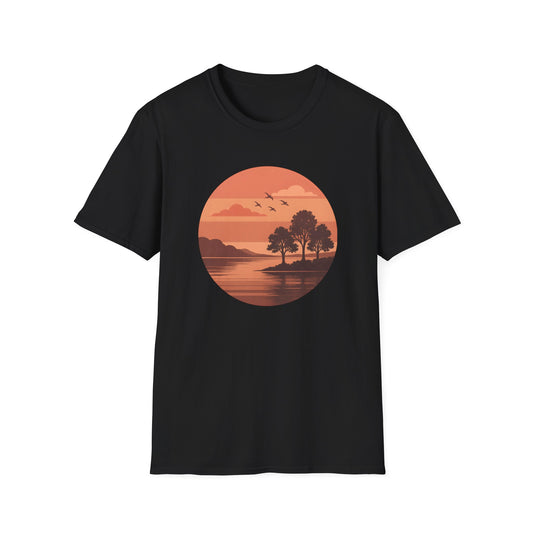 Deep Red Sunset Over Lake T-shirt