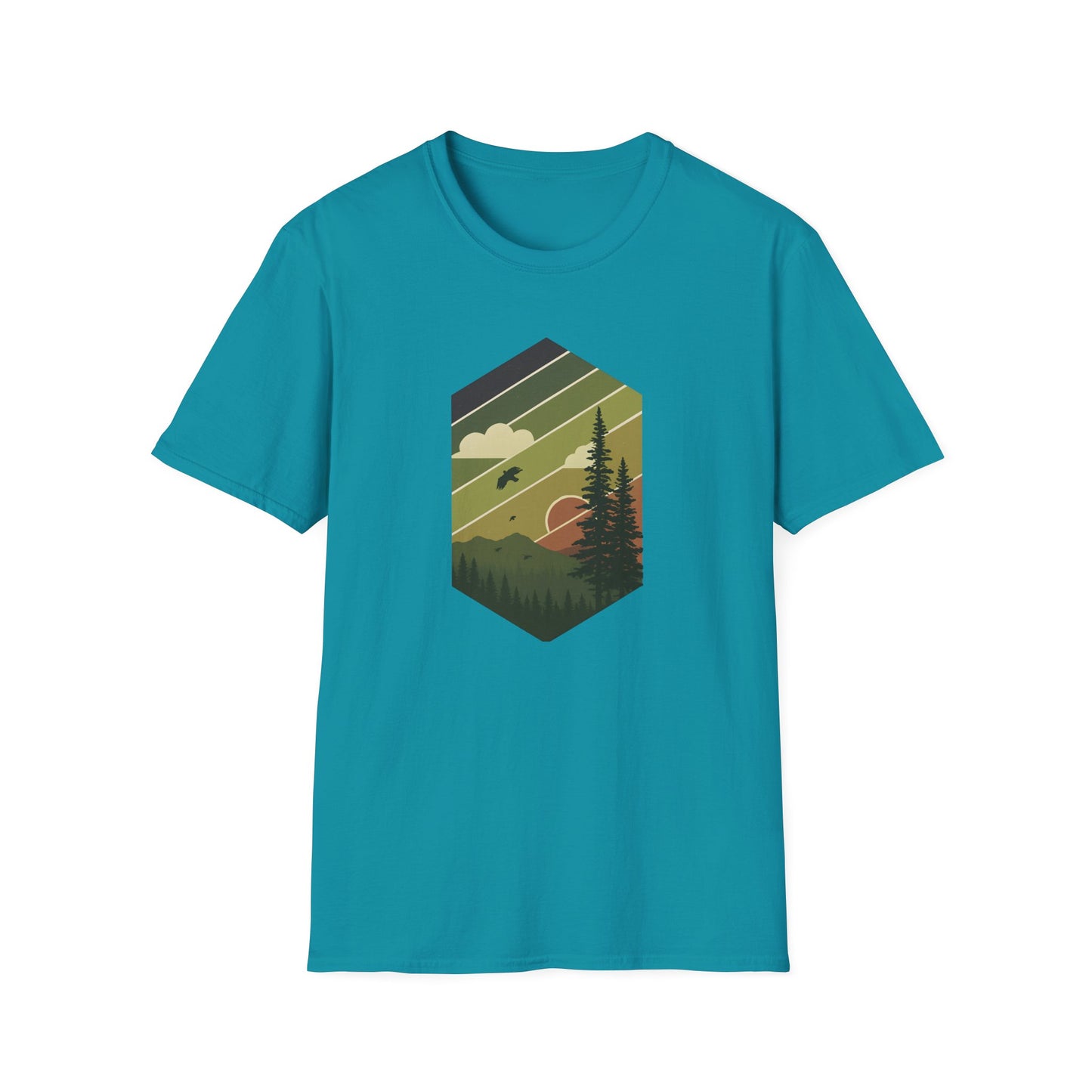 Retro Pine Forest Sunset T-shirt
