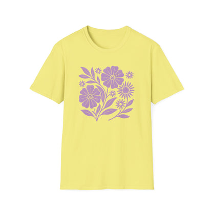 Flower Gathering Lavender Ink Print T-shirt