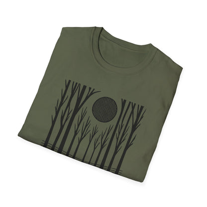 Striped Moon Over Winter Forest T-shirt
