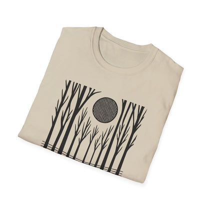 Striped Moon Over Winter Forest T-shirt