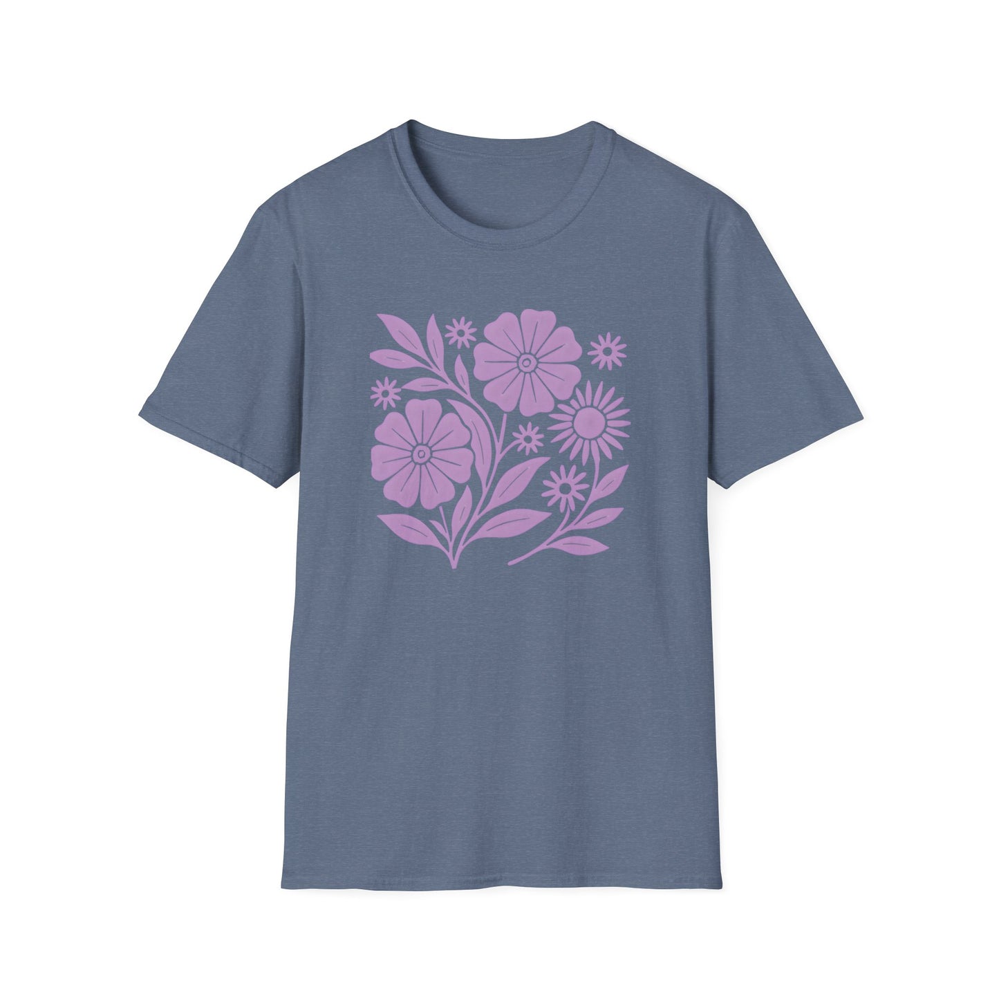 Flower Gathering Lavender Ink Print T-shirt