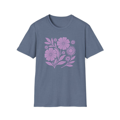 Flower Gathering Lavender Ink Print T-shirt