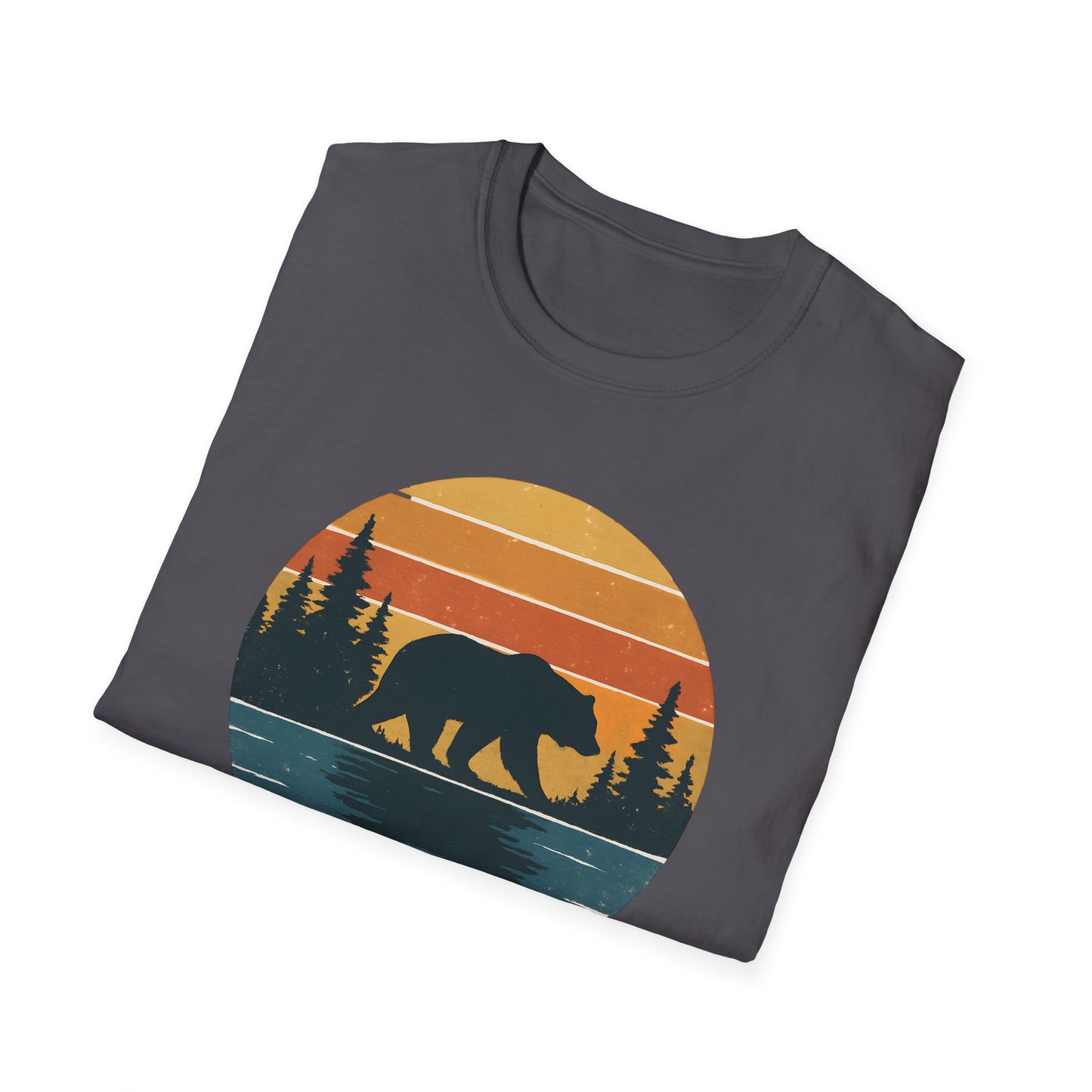 Bear Strolling In Retro Sunset T-shirt