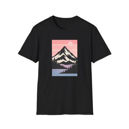 Retro Mountain Peak Pink Sunset T-shirt